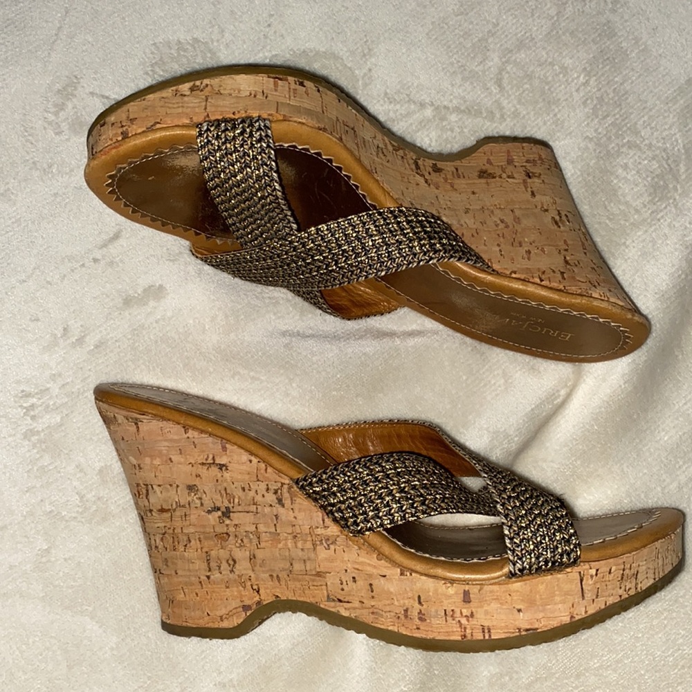 Eric Javits NY Cork & Metallic Fabric Wedges